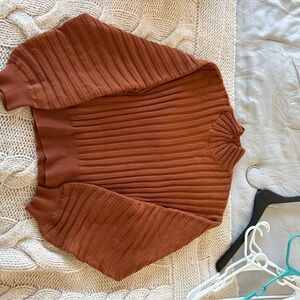 Free People Rust Ribbed Turtleneck Sweater